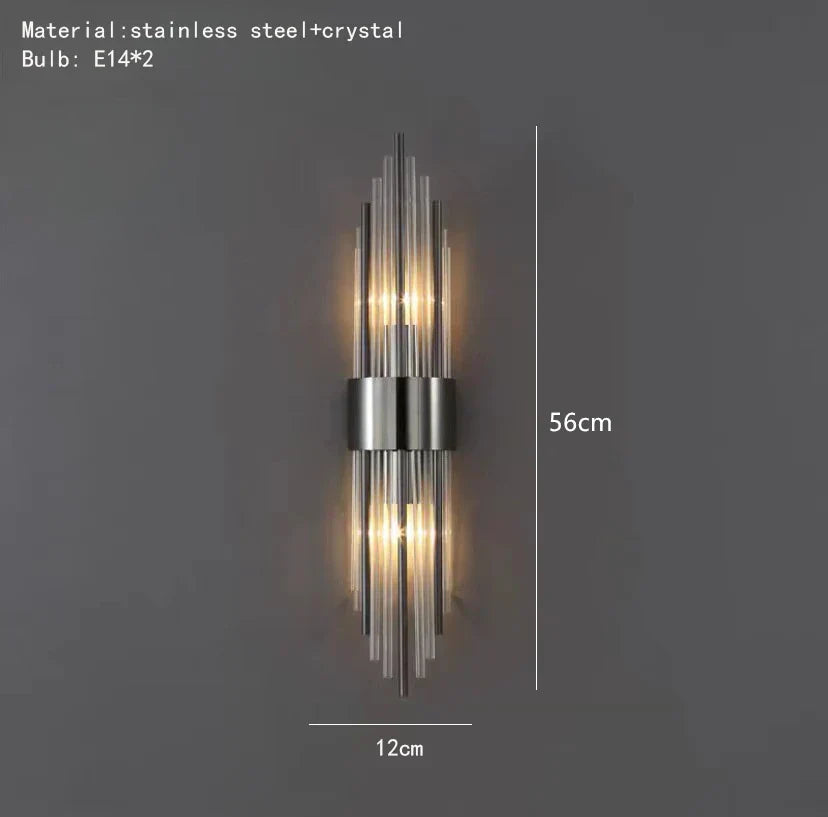 Apliques de pared DecorBites™ Crystal LED de acero inoxidable para dormitorio y comedor