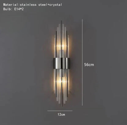 Apliques de pared DecorBites™ Crystal LED de acero inoxidable para dormitorio y comedor
