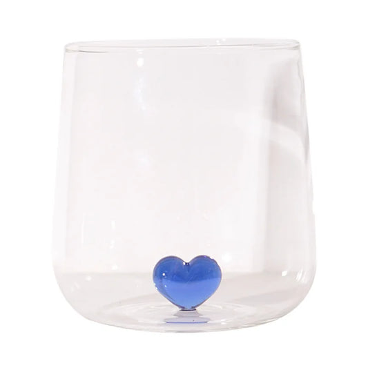 DecorBites™ 3D Heart Tumbler Mug: Red Blue Glassware Gift for Girls