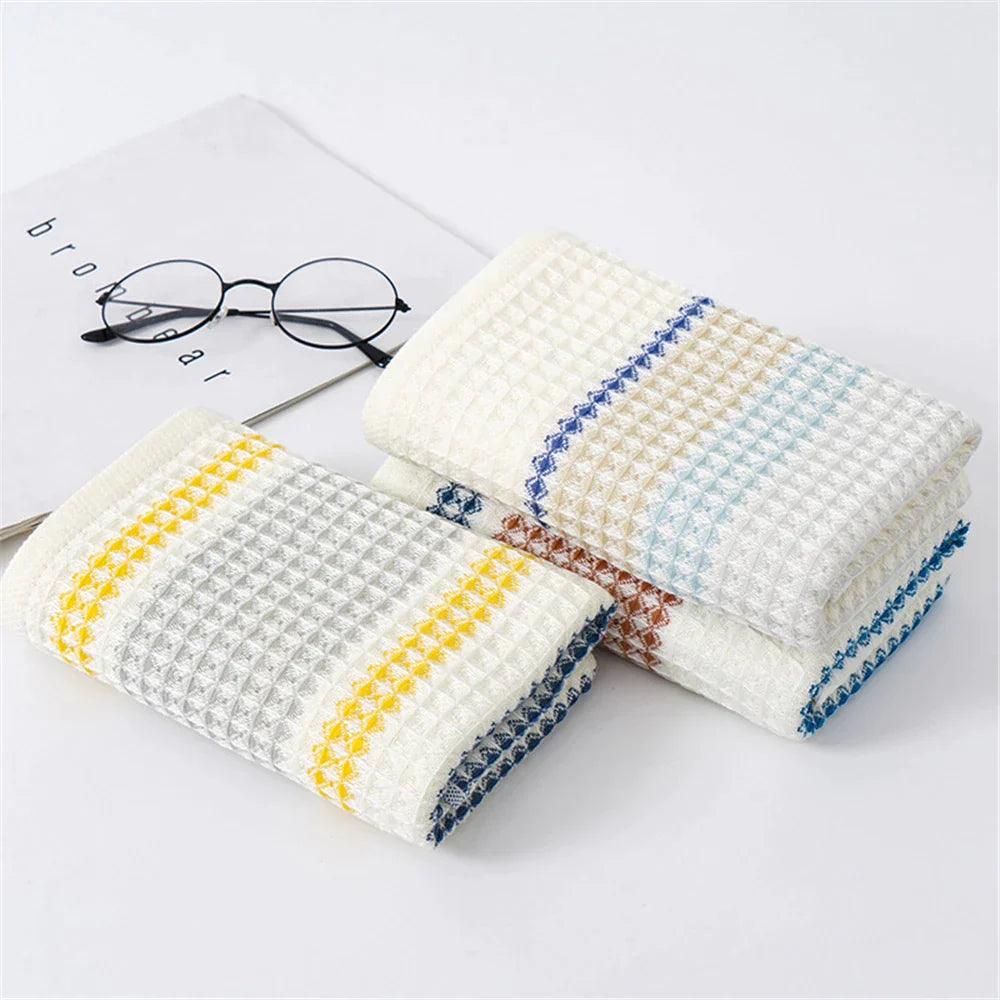 DecorBites™ Japanese-Inspired Waffle Stripe Towel Set - Adult & Children Sizes