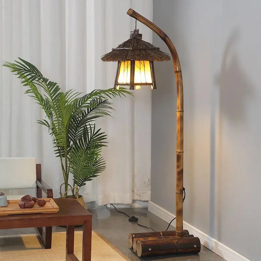 DecorBites™ Bamboo Weave Floor Lamp | Retro Design for Zen Living Room & Study