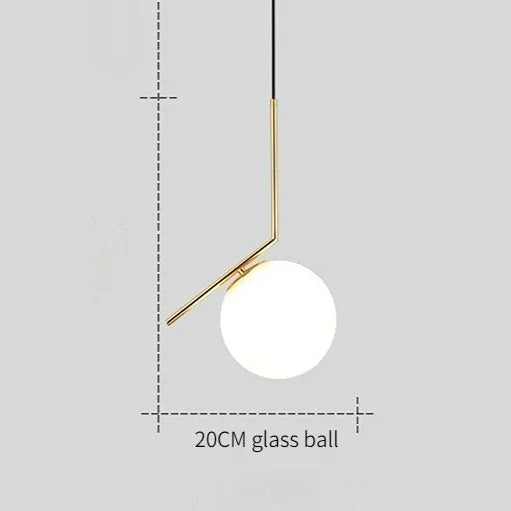DecorBites™ Gold Ring Glass Ball Pendant Light Fixture for Bedroom Living Room.