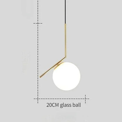 DecorBites™ Gold Ring Glass Ball Pendant Light Fixture for Bedroom Living Room.