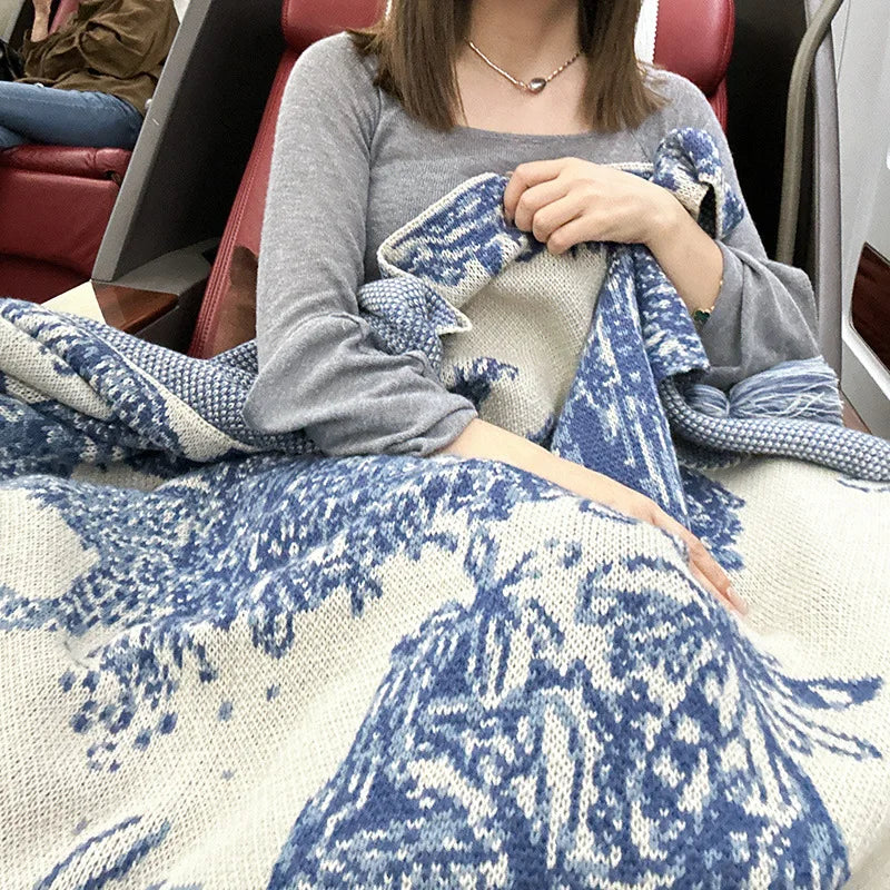 DecorBites™ Cozy Chinese Ink Knit Blanket for All Seasons - Soft Sofa and Bed Cover