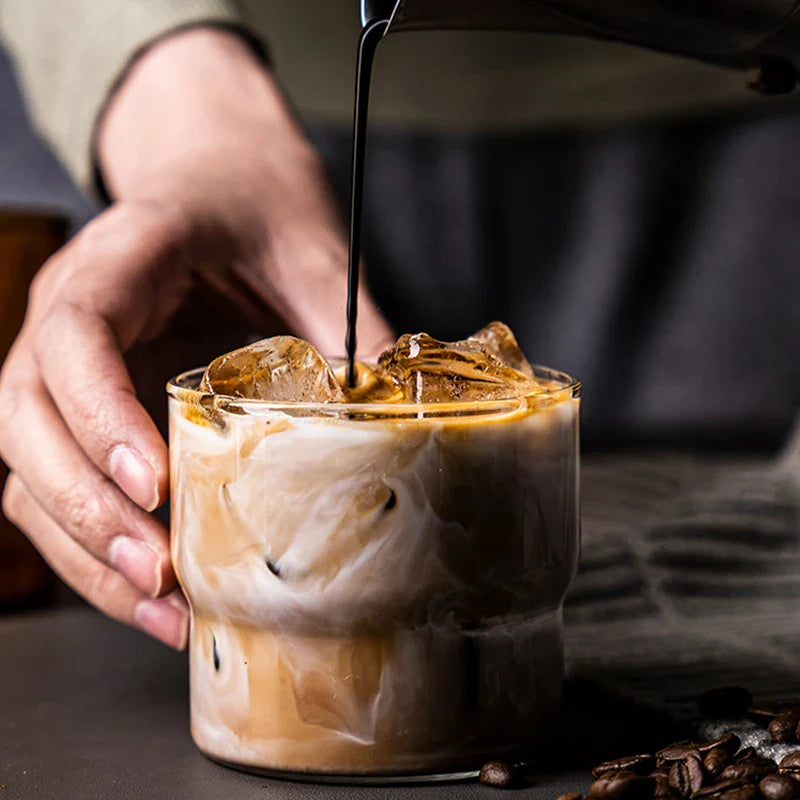 Vaso de vidrio creativo DecorBites™ para café y batidos | Vaso resistente al calor para bebidas