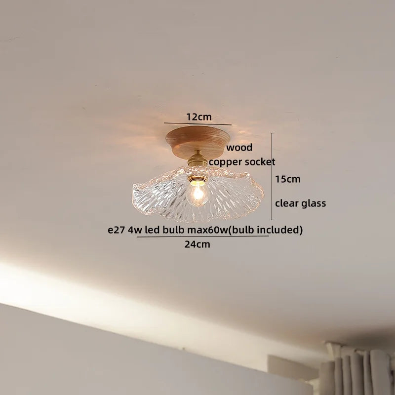 DecorBites™ Glass Wood LED Ceiling Lamp for Home Lighting and Decoration