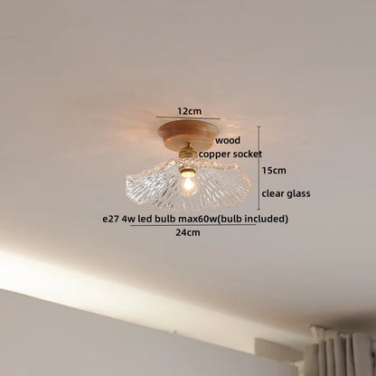 DecorBites™ Glass Wood LED Ceiling Lamp for Home Lighting and Decoration