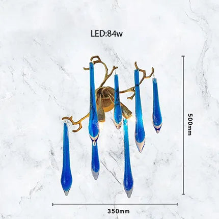 ثريا كريستال زرقاء من ديكوربايتس™ بتصميم آرت ديكو لغرفة المعيشة