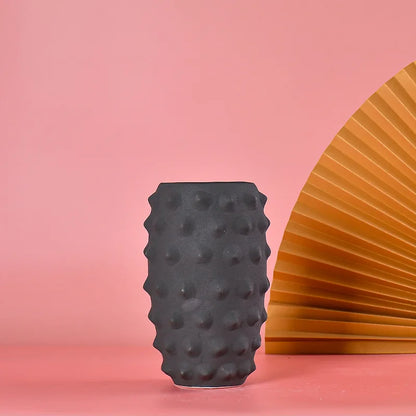 DecorBites™ Black Ceramic Sea Urchin Spine Vase - Abstract Geometry Handicraft Decoration