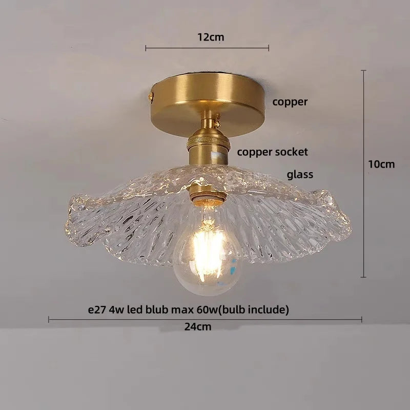 DecorBites™ Glass LED Ceiling Light for Living Room, Modern Copper Canopy, Nordic Style Fixtures