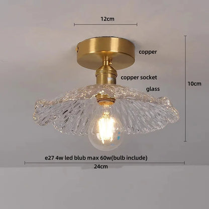 DecorBites™ Glass LED Ceiling Light for Living Room, Modern Copper Canopy, Nordic Style Fixtures