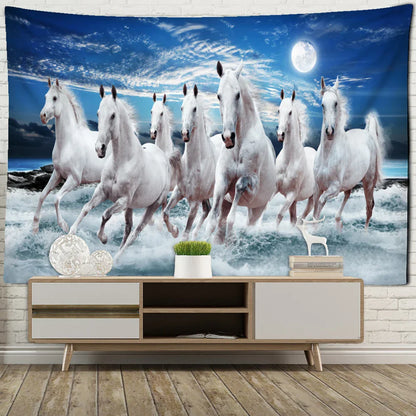 Decobites River Horses Tapestry Wall Hanging - Boho Aesthetic Room Decor