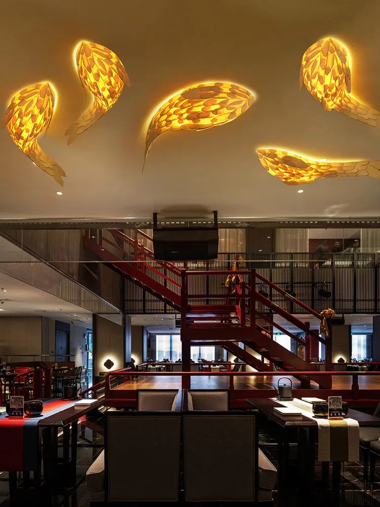 DecorBites™ Handwoven Bamboo LED Fish Wall Light for Modern Nordic Living Room Decor