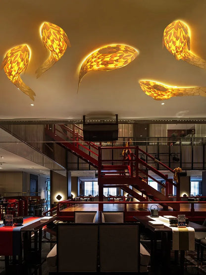 DecorBites™ Handwoven Bamboo LED Fish Wall Light for Modern Nordic Living Room Decor