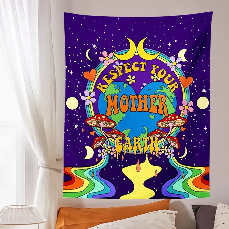 Sunshine Rainbow Tapestry Wall Hanging for Boho Room Decor by Decobites