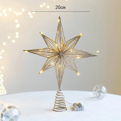 30cm Christmas Tree Toppers Star With LED String Lights Ornaments For Christmas Home Party Decoration Festival Party New Year