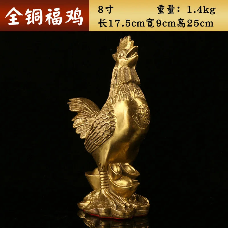 DecorBites™ Brass Rooster Fengshui Figurine for Home Office Desktop Decoration