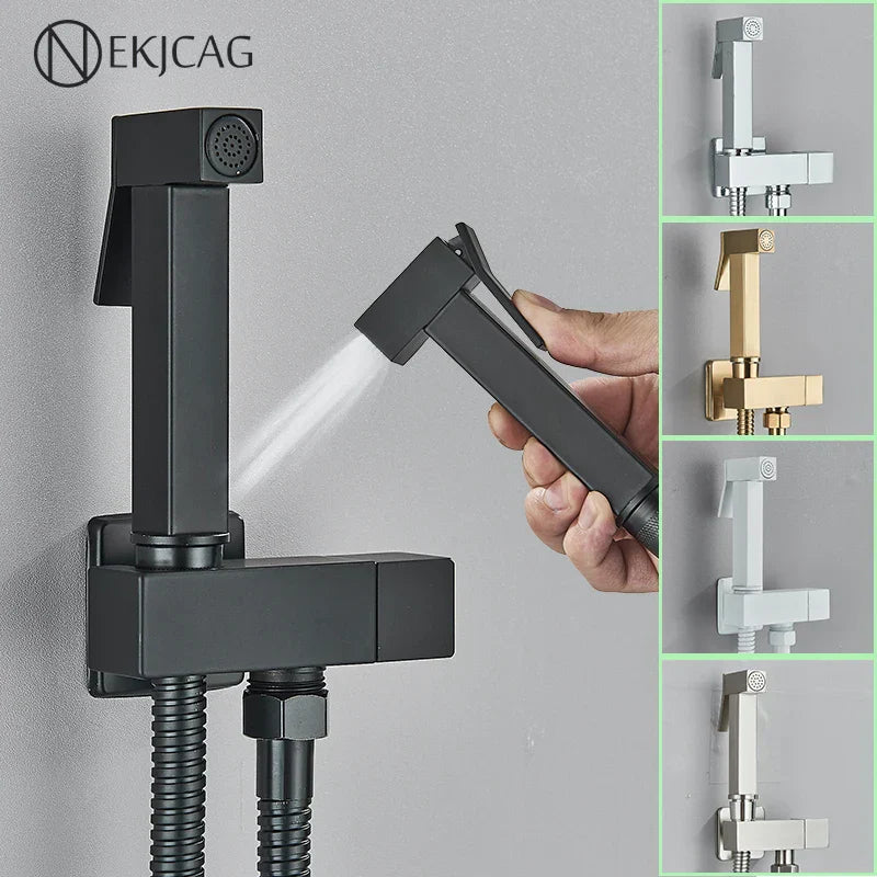 DecorBites™ Black Brass Bidet Faucet: Single Cold Water Tap, Handheld Sprayer Gun, Hygienic Shower Cleaner