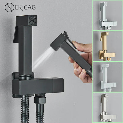 DecorBites™ Black Brass Bidet Faucet: Single Cold Water Tap, Handheld Sprayer Gun, Hygienic Shower Cleaner