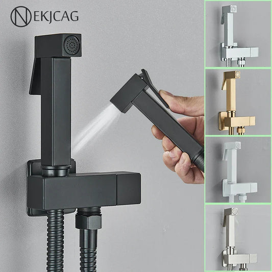 DecorBites™ Black Brass Bidet Faucet: Single Cold Water Tap, Handheld Sprayer Gun, Hygienic Shower Cleaner