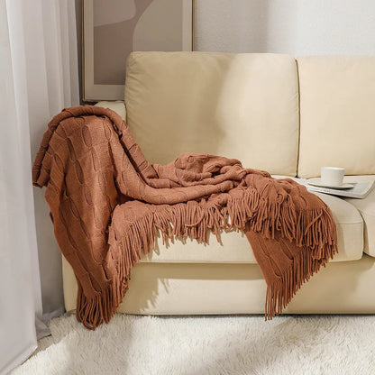DecorBites™ Knitted Geometric Throw Blanket