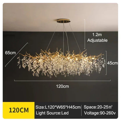 ثريا السقف DecorBites™ Golden Branch مع أضواء LED الكريستالية