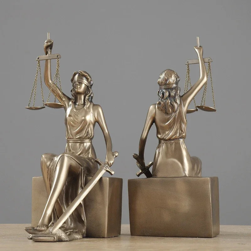 DecorBites™ Justice Goddess Statue Bookends: Creative Home Decor for Study Room