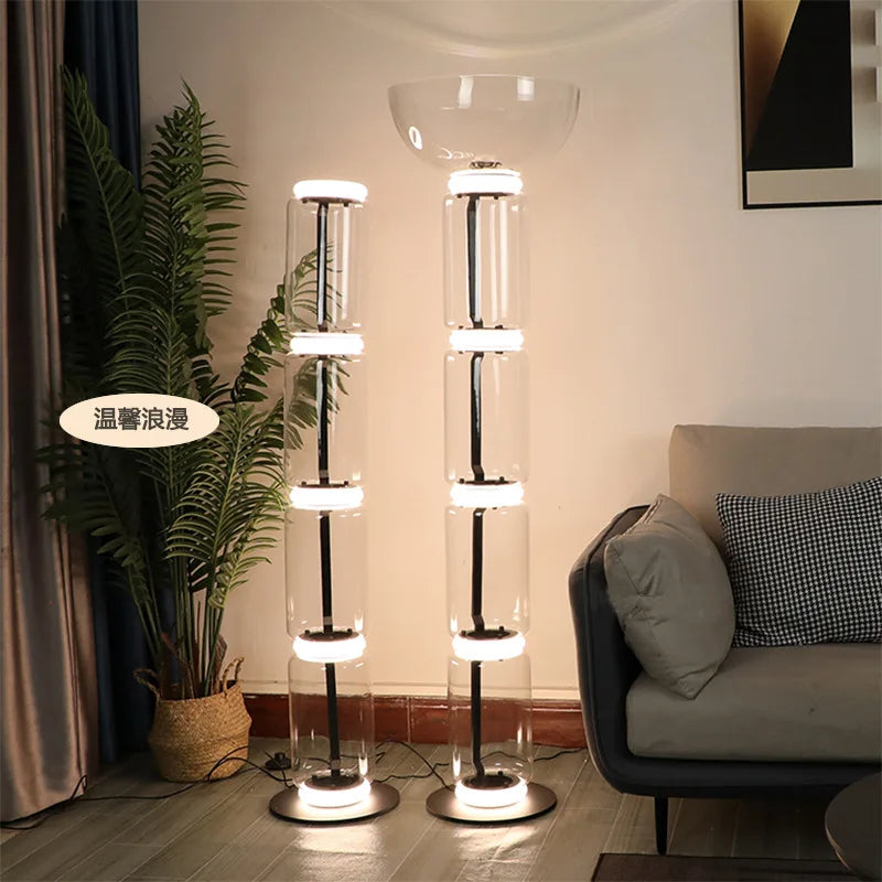 DecorBites™ Heavy Glass LED Floor Lamp: Modern Nordic Light for Living Room and Bedroom