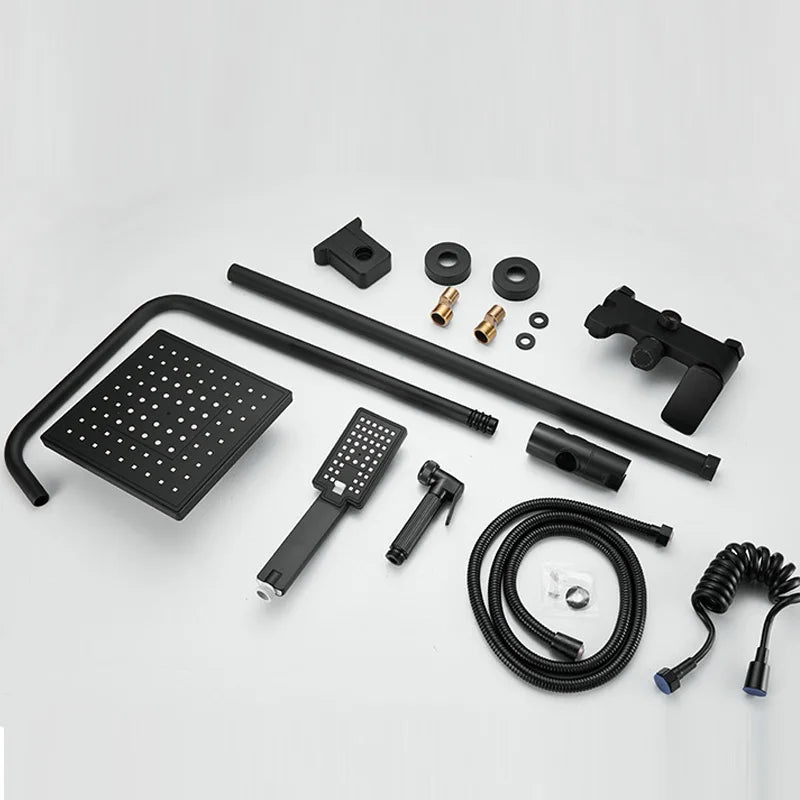 مجموعة حنفية دش الحمام المثبتة على الحائط من DecorBites™ باللون الأسود - حنفية خلاط حوض الاستحمام