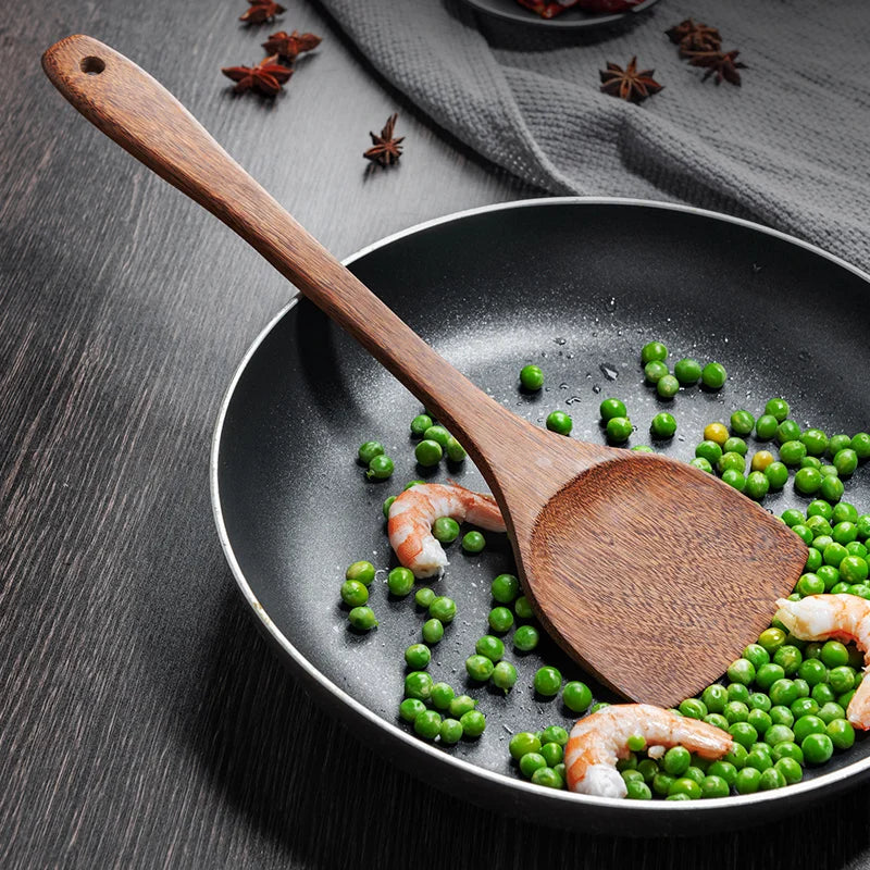 DecorBites™ Kitchen Utensils Set: Non-Stick Cookware with Wooden Handles