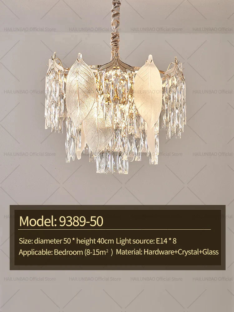 DecorBites™ Crystal Leaves Chandelier: Elegant Postmodern Lighting for Living Room, Dining Room, Bedroom