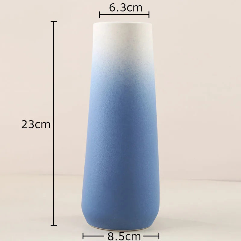 DecorBites™ Gradient Ceramic Vase Cylinder Desk Decoration Floral Vases Modern Room Decor