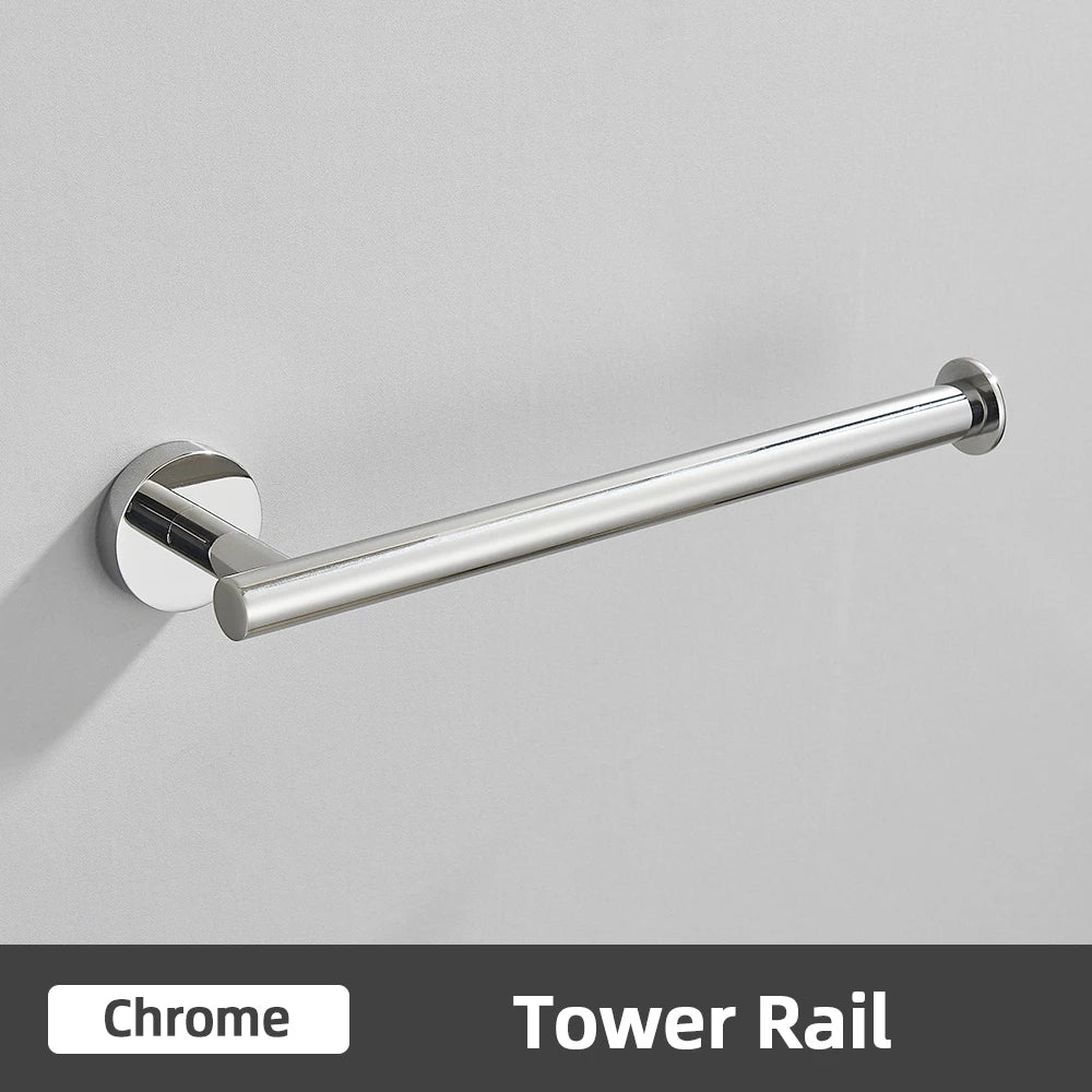 DecorBites™ Brushed Gold Bathroom Accessories Set: Towel Rail, Paper Holder, Hook, Stainless Steel