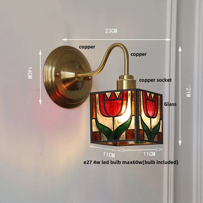 Lámpara de Pared LED Cúbica Decorbites™ para Sala de Estar y Comedor en Cobre y Vidrio Vintage con Espejo E27