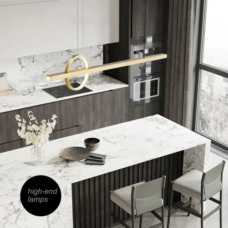 Lámpara de araña geométrica de cobre DecorBites™: Ambiente minimalista para bares y restaurantes