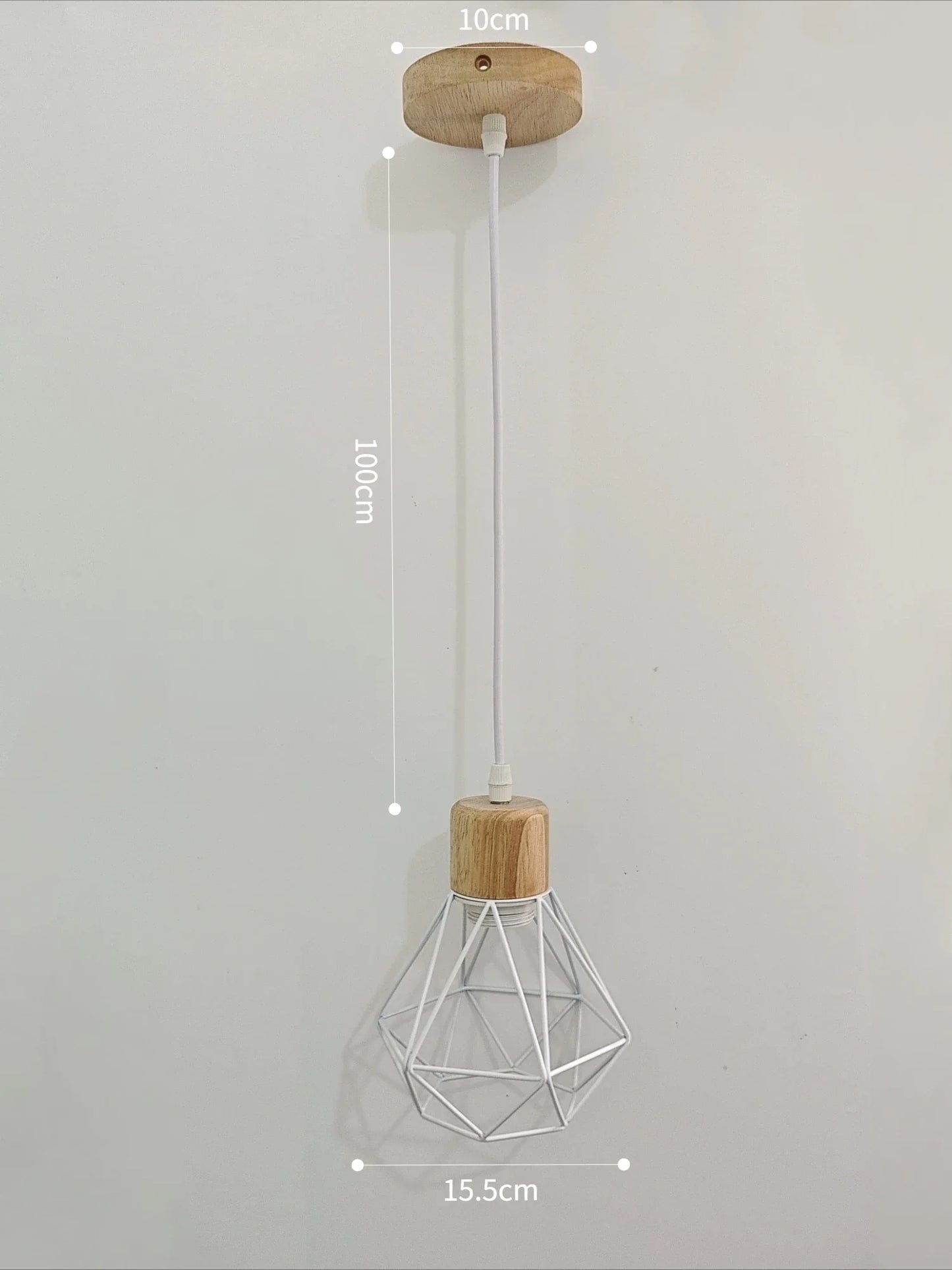 Vintage Black Wood and Iron Cage Pendant Light