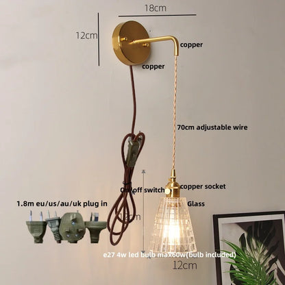 DecorBites™ Clear Glass LED Wall Light with Pull Chain Switch for Modern Decor