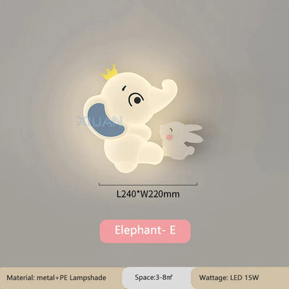 DecorBites™ Elephant Cartoon Wall Light PE Lampshade for Baby Room and School Hallway