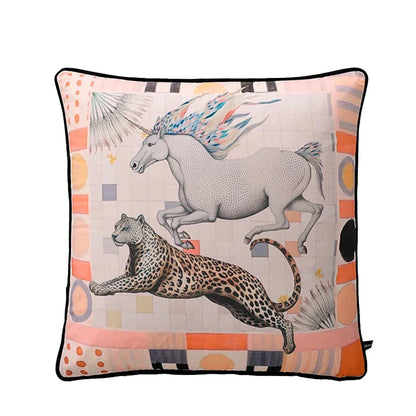 DecorBites™ Circus Horse Print Velvet Cushion Cover in Various Sizes