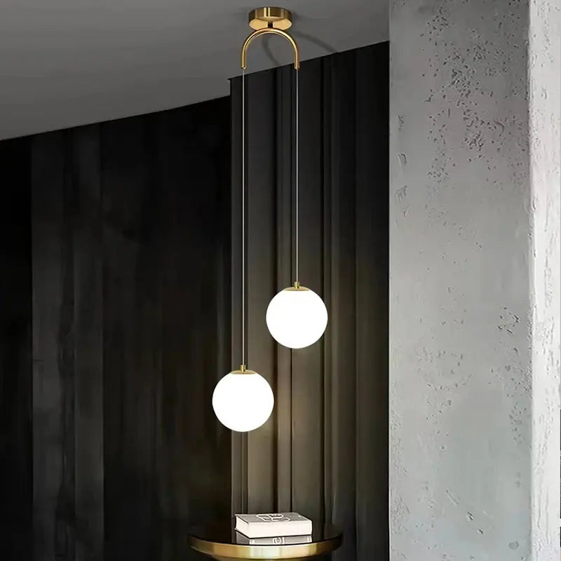Nordic Glass Pendant Light With Brass or Black Finish