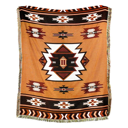 غطاء أريكة من بطانية الشاطئ من DecorBites™ - بطانية منقوشة بنقشة الريف الأمريكي - نسيج قطني مزخرف بشراشيب