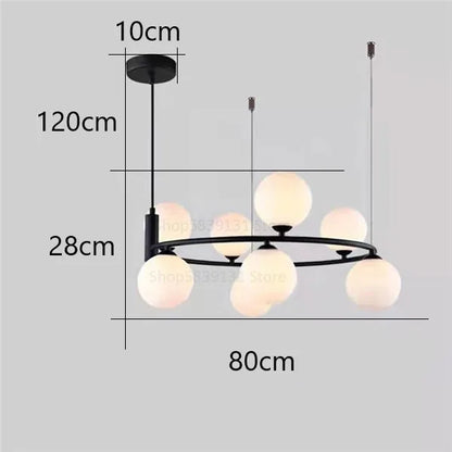 DecorBites™ Glass Ball Pendant Light Chandelier, Height Adjustable Metal G9 Bulb Lamp