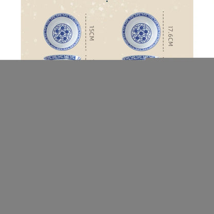 وعاء حساء المعكرونة الخزفي باللونين الأزرق والأبيض من DecorBites™