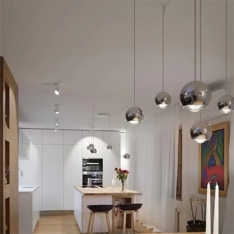 Luz LED colgante de bola de cromo dorado Decorbites™ para cocina, dormitorio, comedor