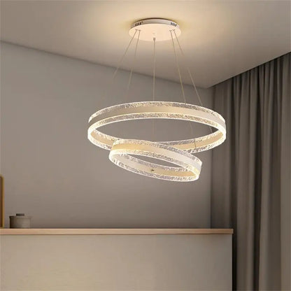 DecorBites™ Circle Rings LED Chandelier for Living & Dining Room - Modern Acrylic Aluminum Lighting