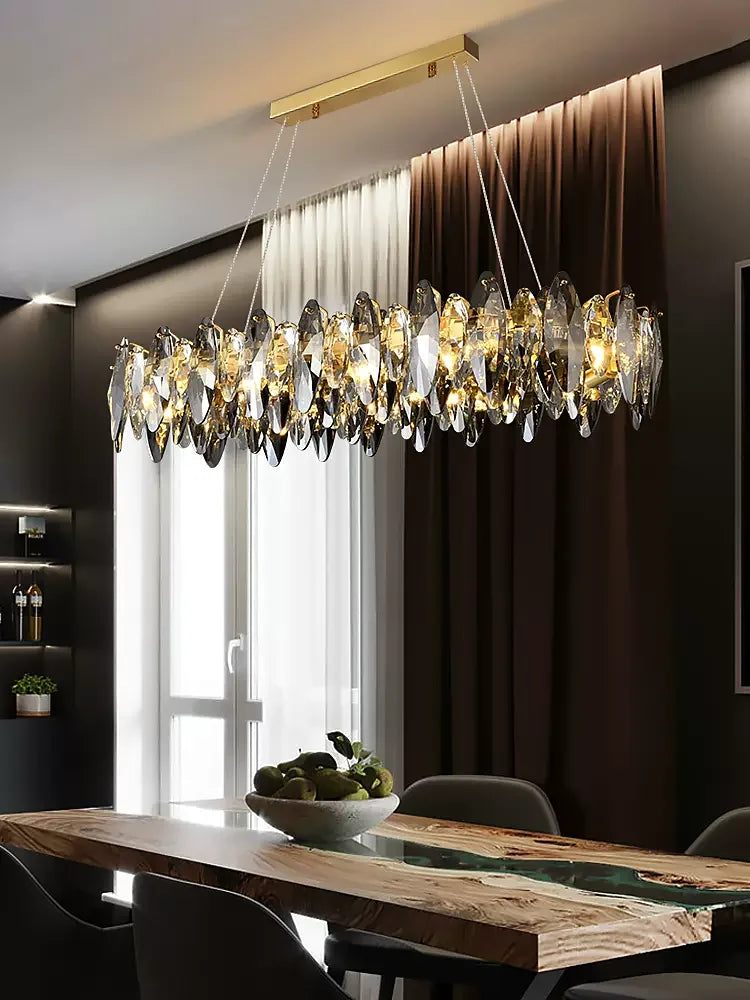 DecorBites™ Crystal Chandelier: Elegant Ceiling Hanging Light for Living Room & Dining Table