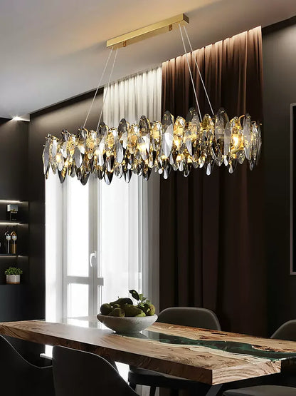 DecorBites™ Crystal Chandelier: Elegant Ceiling Hanging Light for Living Room & Dining Table
