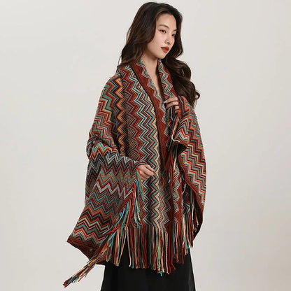 DecorBites™ Bohemian Wavy Fringe Shawl: Fashionable & Multifunctional Sofa Cover Blanket