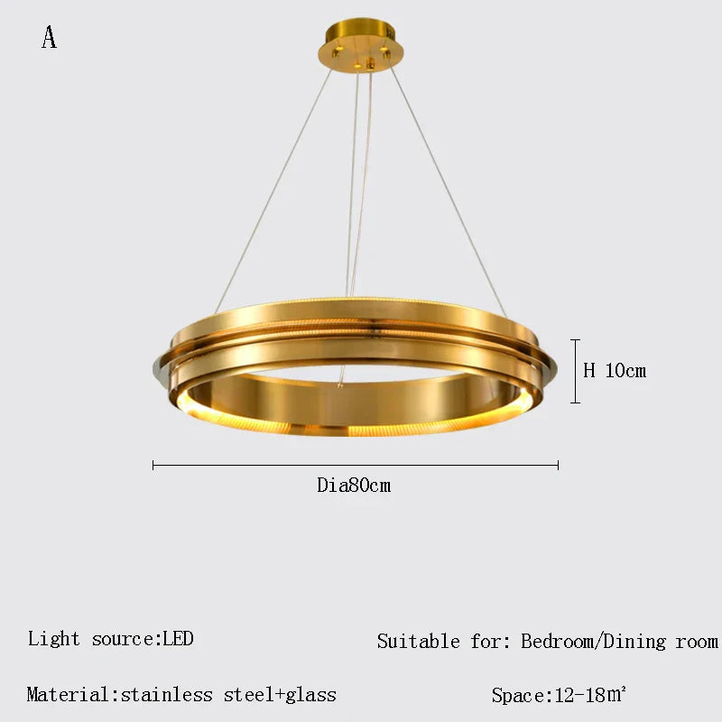 DecorBites™ Gold Ring Chandelier: Modern Italian Design for Stylish Living Spaces