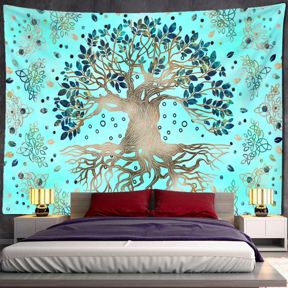 Decobites Psychedelic Tree of Life Mandala Wall Tapestry for Boho Home Decor